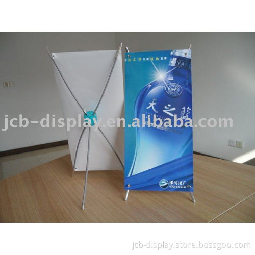 mini tabletop sliver X banner stand